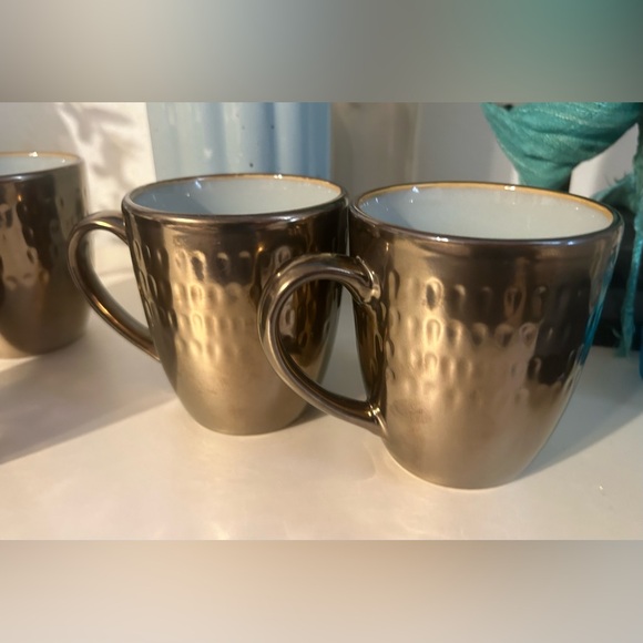 4 Food Network “Angelica” bronze, metallic mug with light blue inside. 4” - Picture 10 of 15